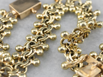 Woven Fancy Link Gold Beaded Bracelet
