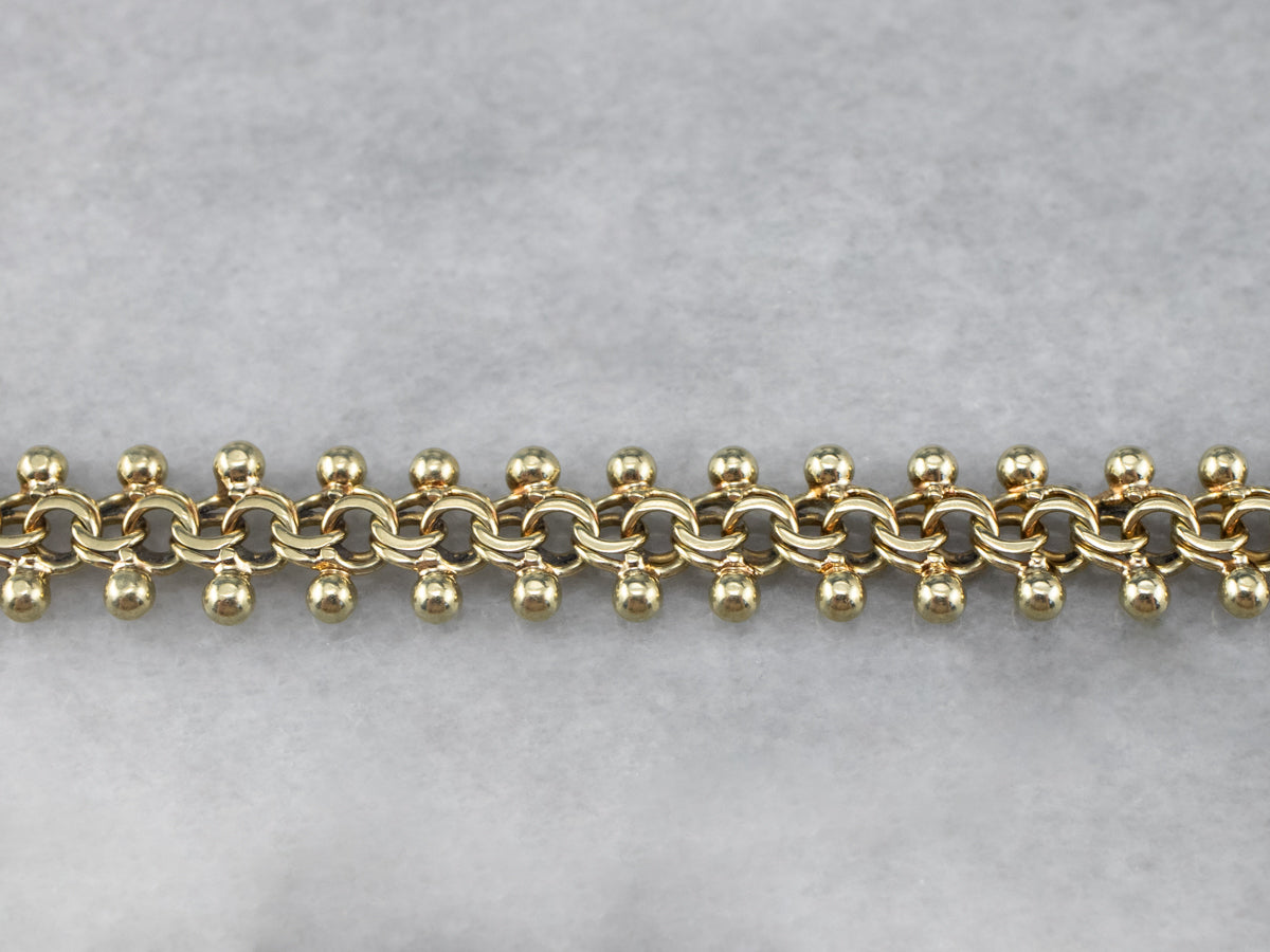 Woven Fancy Link Gold Beaded Bracelet