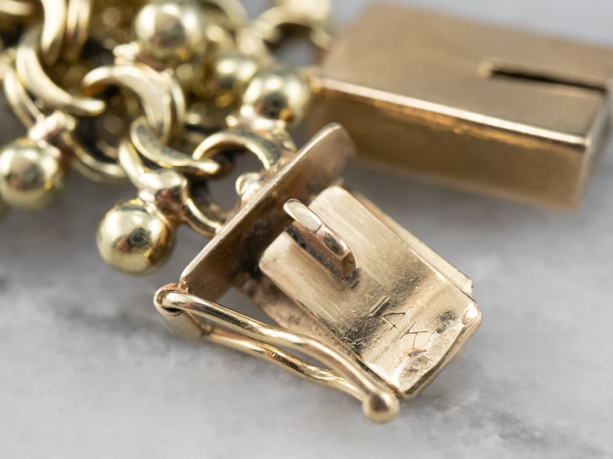 Woven Fancy Link Gold Beaded Bracelet