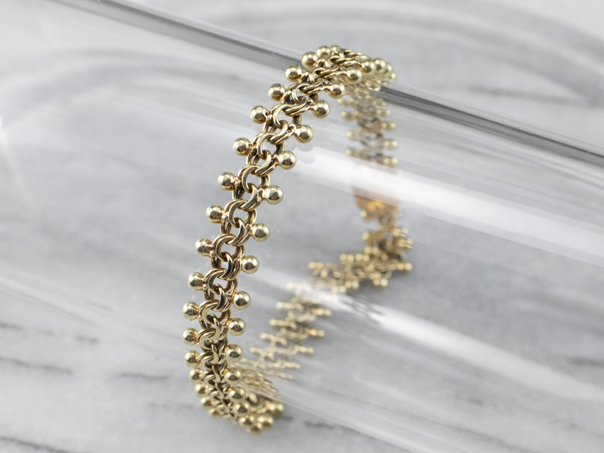 Woven Fancy Link Gold Beaded Bracelet