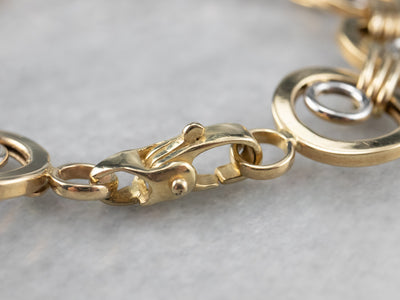 Two Tone Gold Round Double Link Bracelet