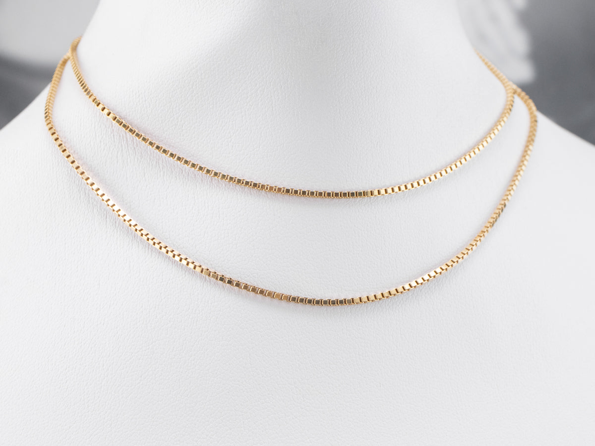 Long 18K Yellow Gold Box Chain