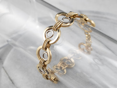 Two Tone Gold Round Double Link Bracelet