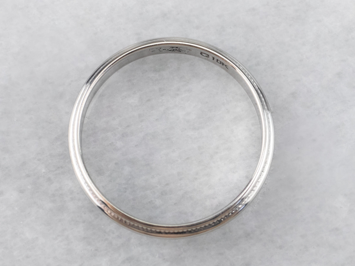 Milgrain Edge White Gold Wedding Band