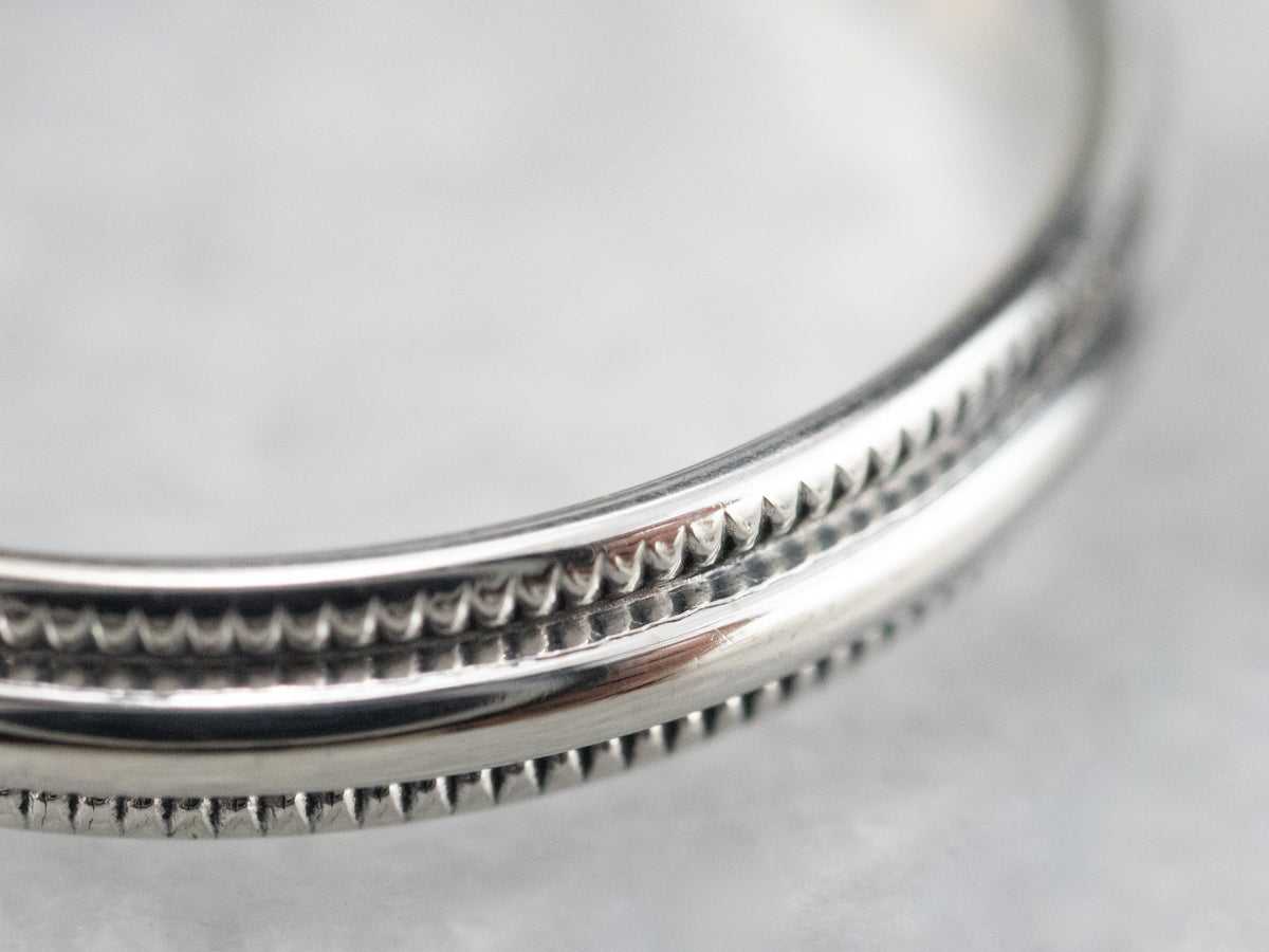 Milgrain Edge White Gold Wedding Band
