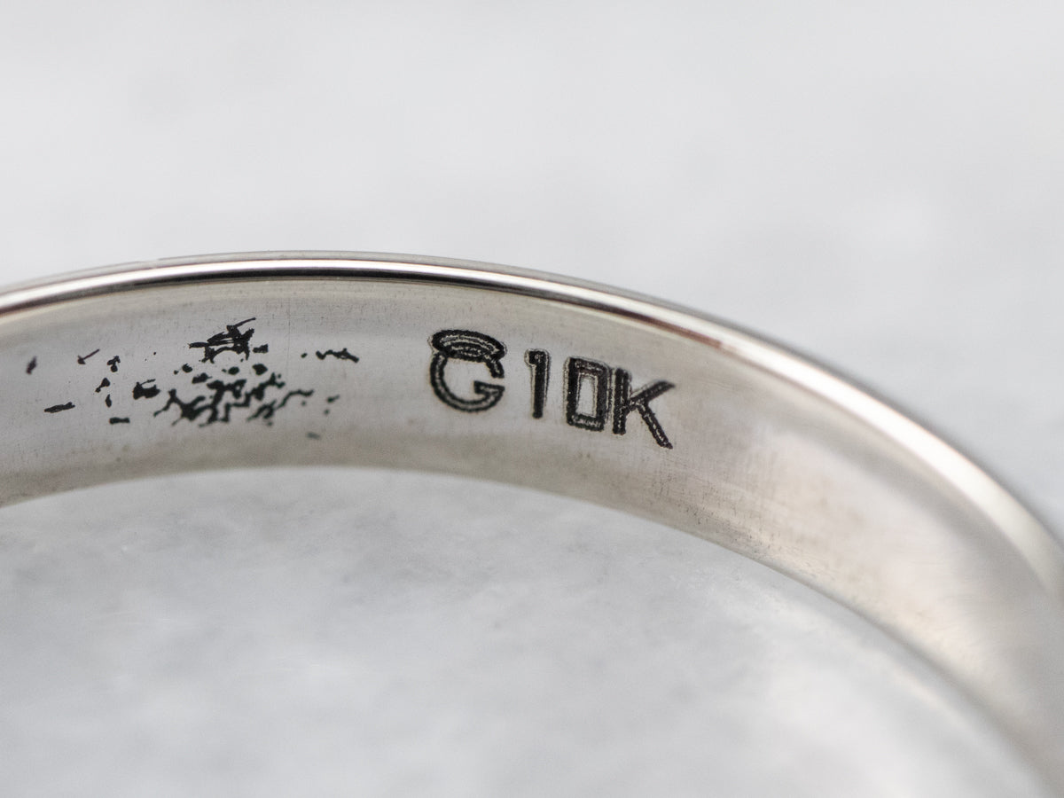 Milgrain Edge White Gold Wedding Band