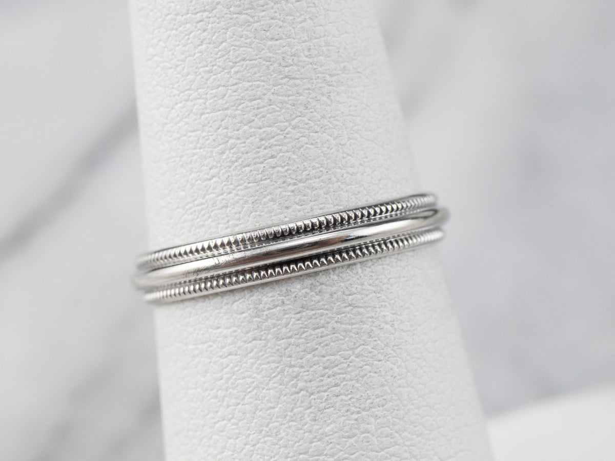 Milgrain Edge White Gold Wedding Band