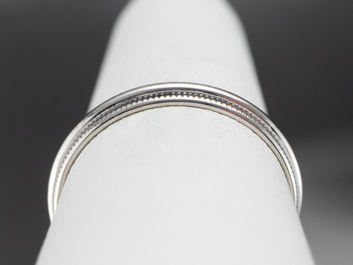 Milgrain Edge White Gold Wedding Band