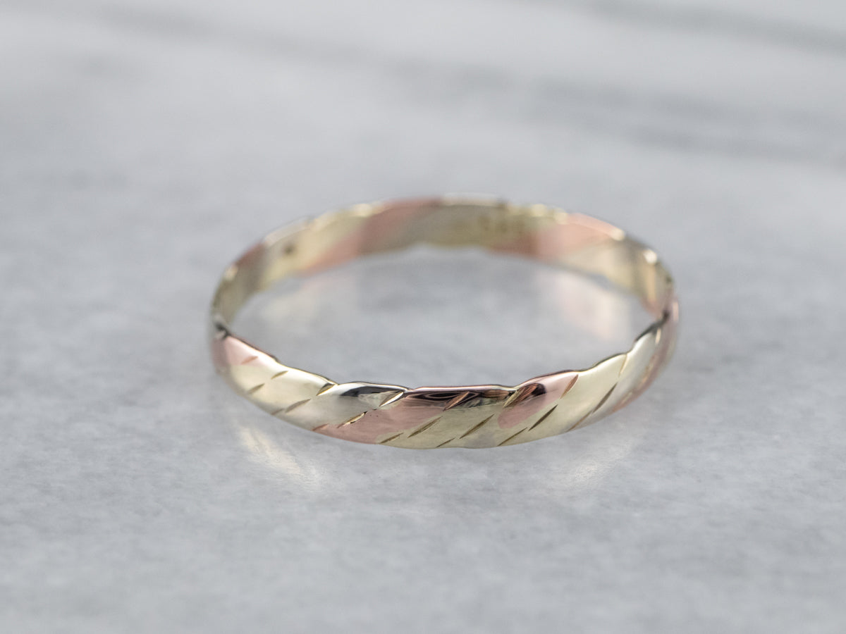 Tri-Color Gold Nautical Rope Twist Band