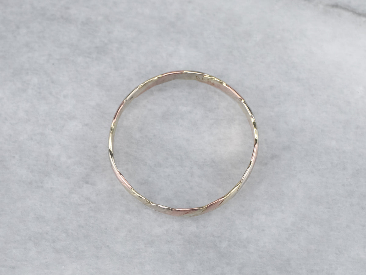 Tri-Color Gold Nautical Rope Twist Band