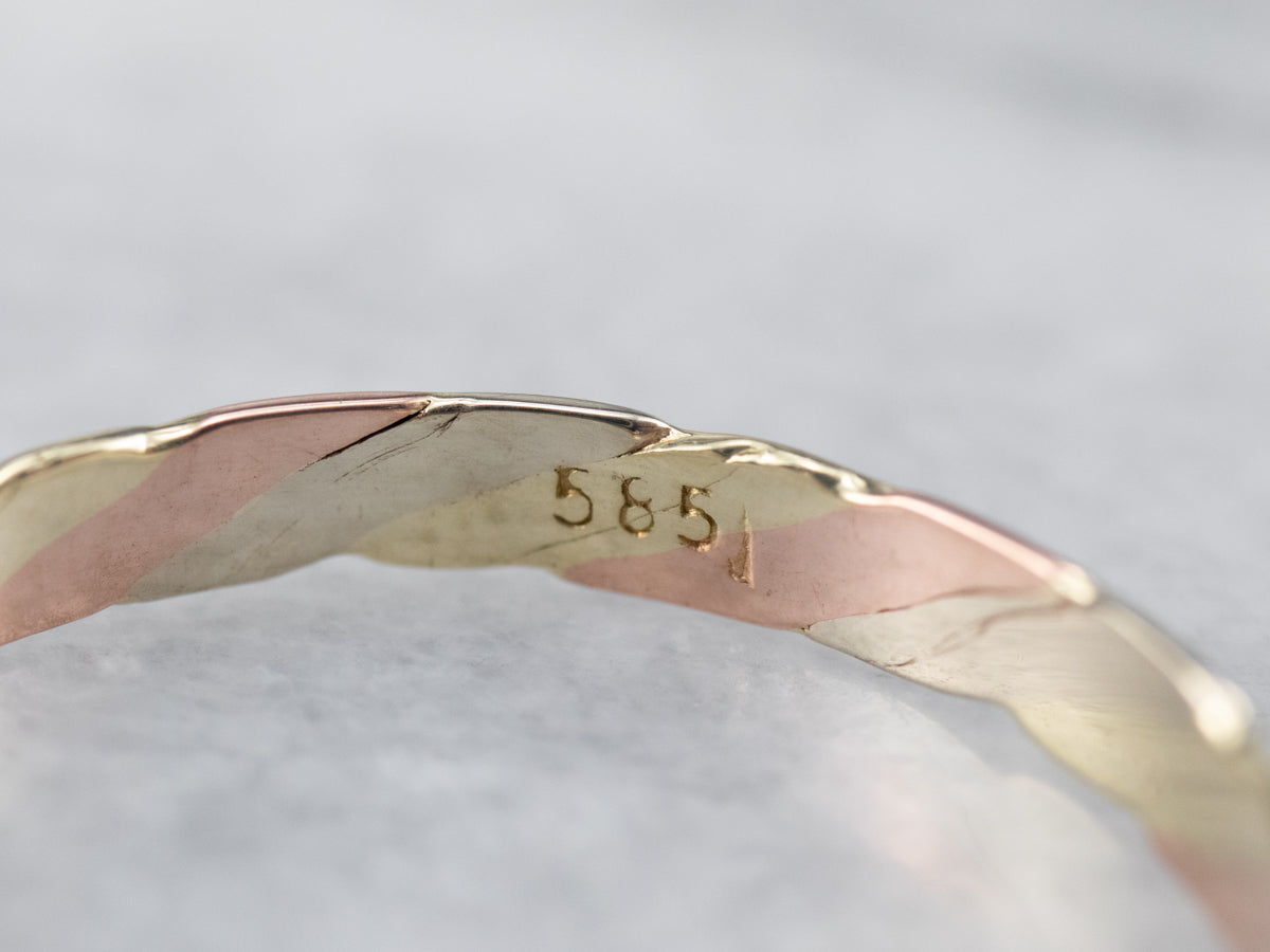 Tri-Color Gold Nautical Rope Twist Band