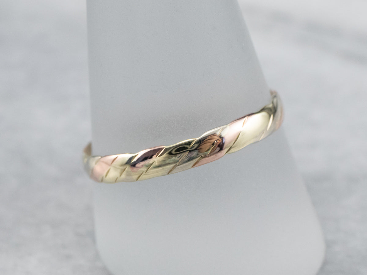 Tri-Color Gold Nautical Rope Twist Band
