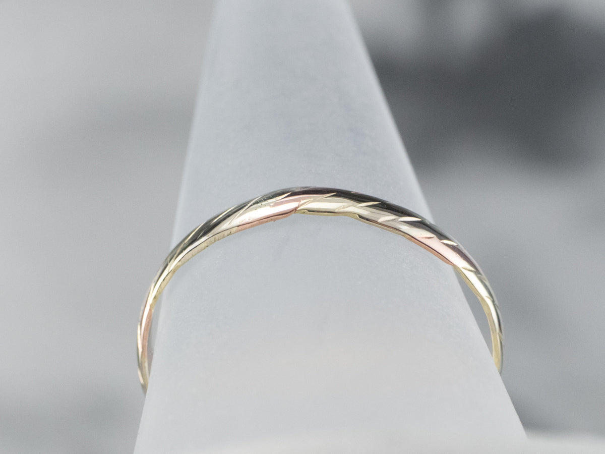 Tri-Color Gold Nautical Rope Twist Band