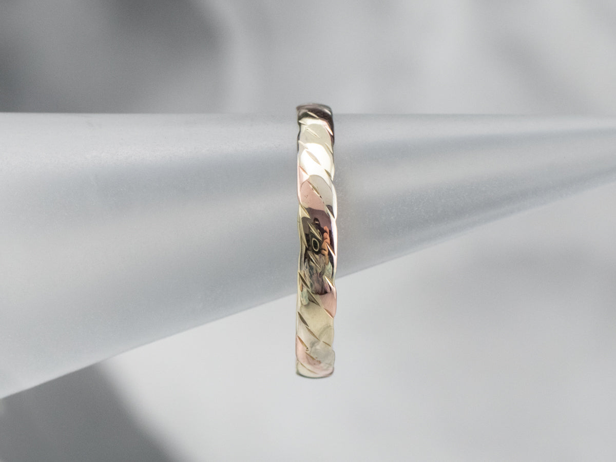 Tri-Color Gold Nautical Rope Twist Band