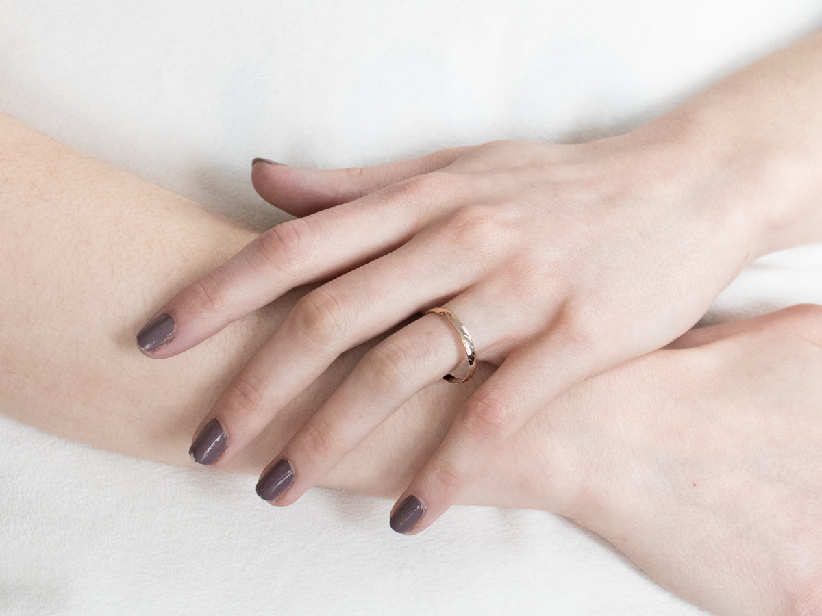 Tri-Color Gold Nautical Rope Twist Band