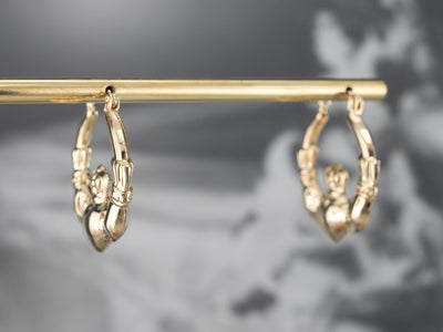 Gold Claddagh Hoop Earrings