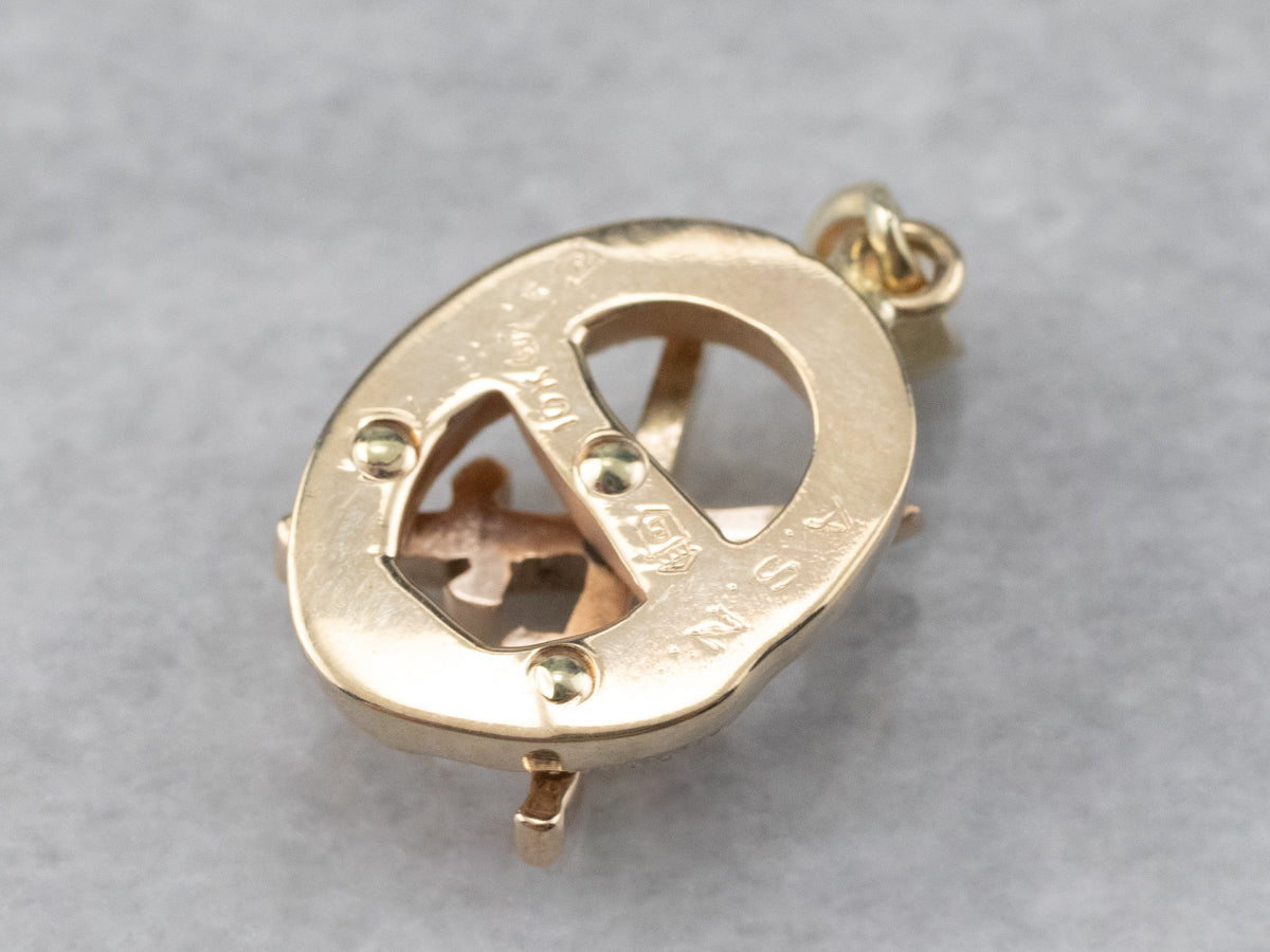 Vintage Theta Chi Ruby Snake and Crossed Swords Pendant