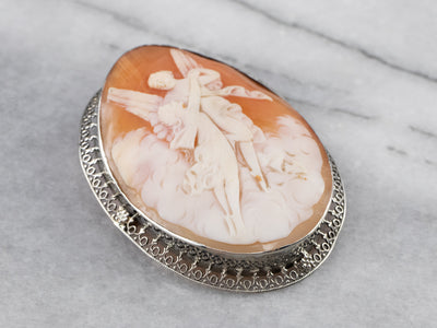 Cupid and Psyche Cameo Pin or Pendant
