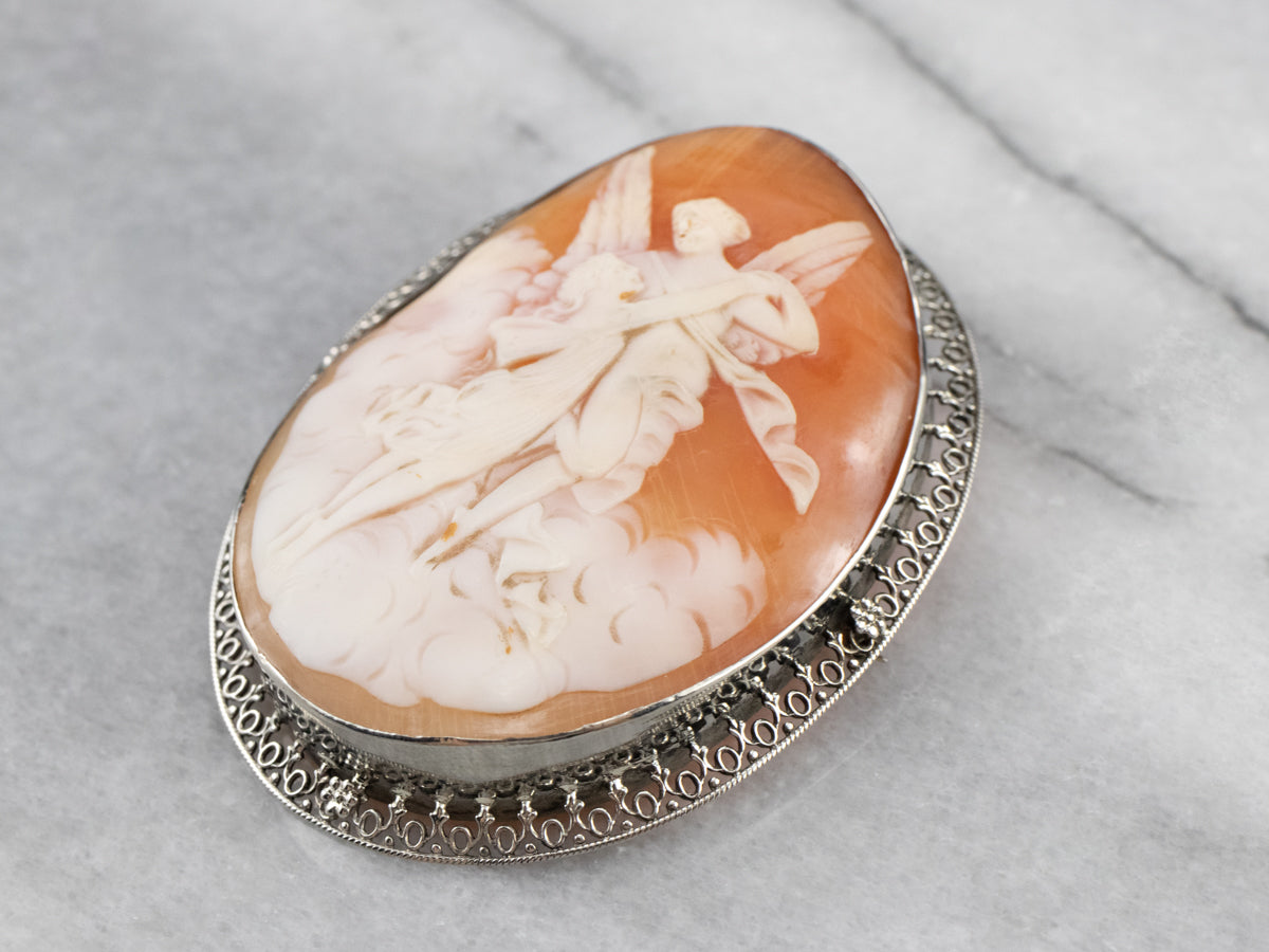 Cupid and Psyche Cameo Pin or Pendant