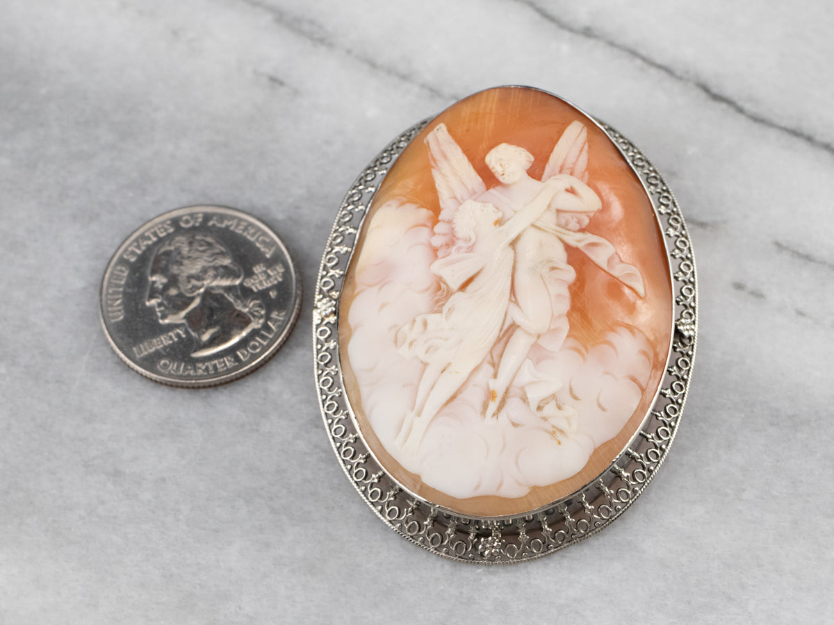 Cupid and Psyche Cameo Pin or Pendant