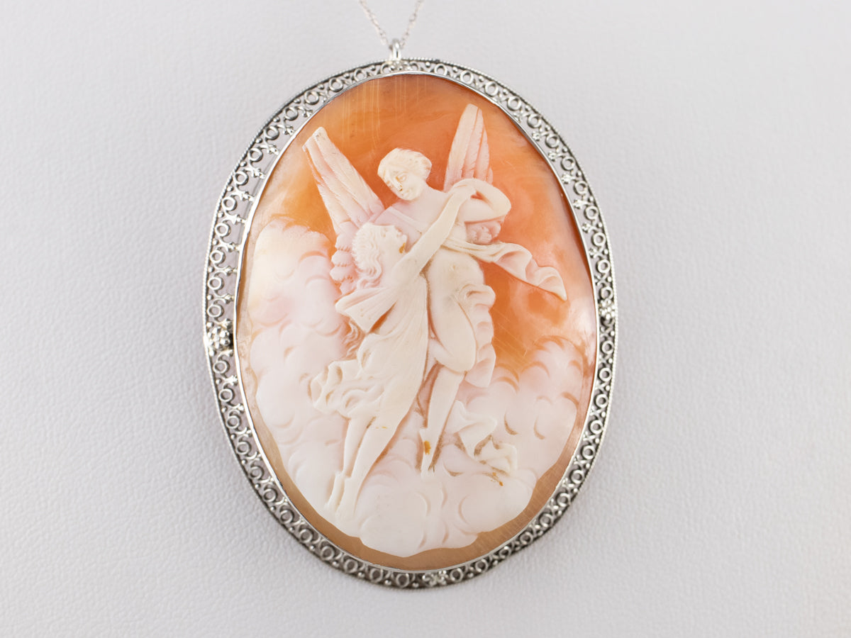 Cupid and Psyche Cameo Pin or Pendant