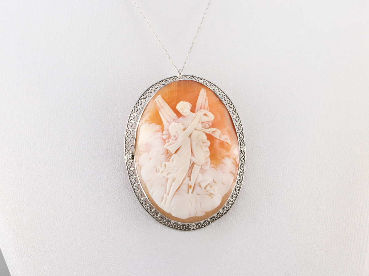 Cupid and Psyche Cameo Pin or Pendant