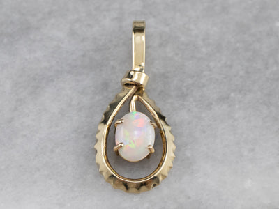 Green Gold Teardrop Opal Pendant