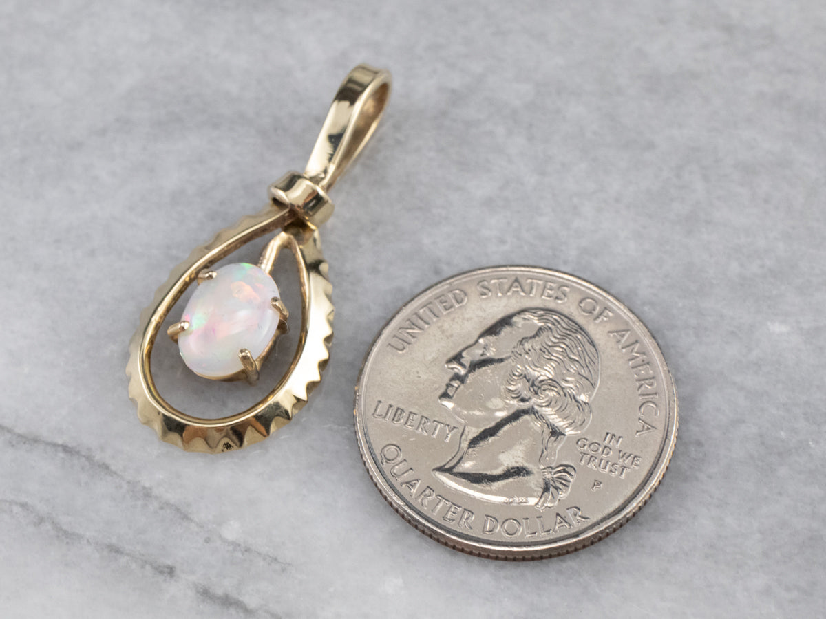 Green Gold Teardrop Opal Pendant