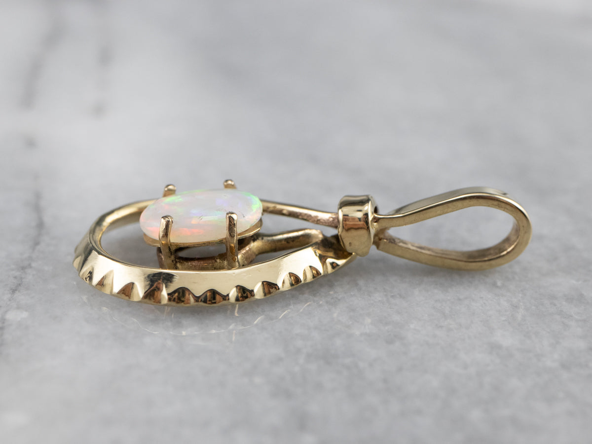 Green Gold Teardrop Opal Pendant