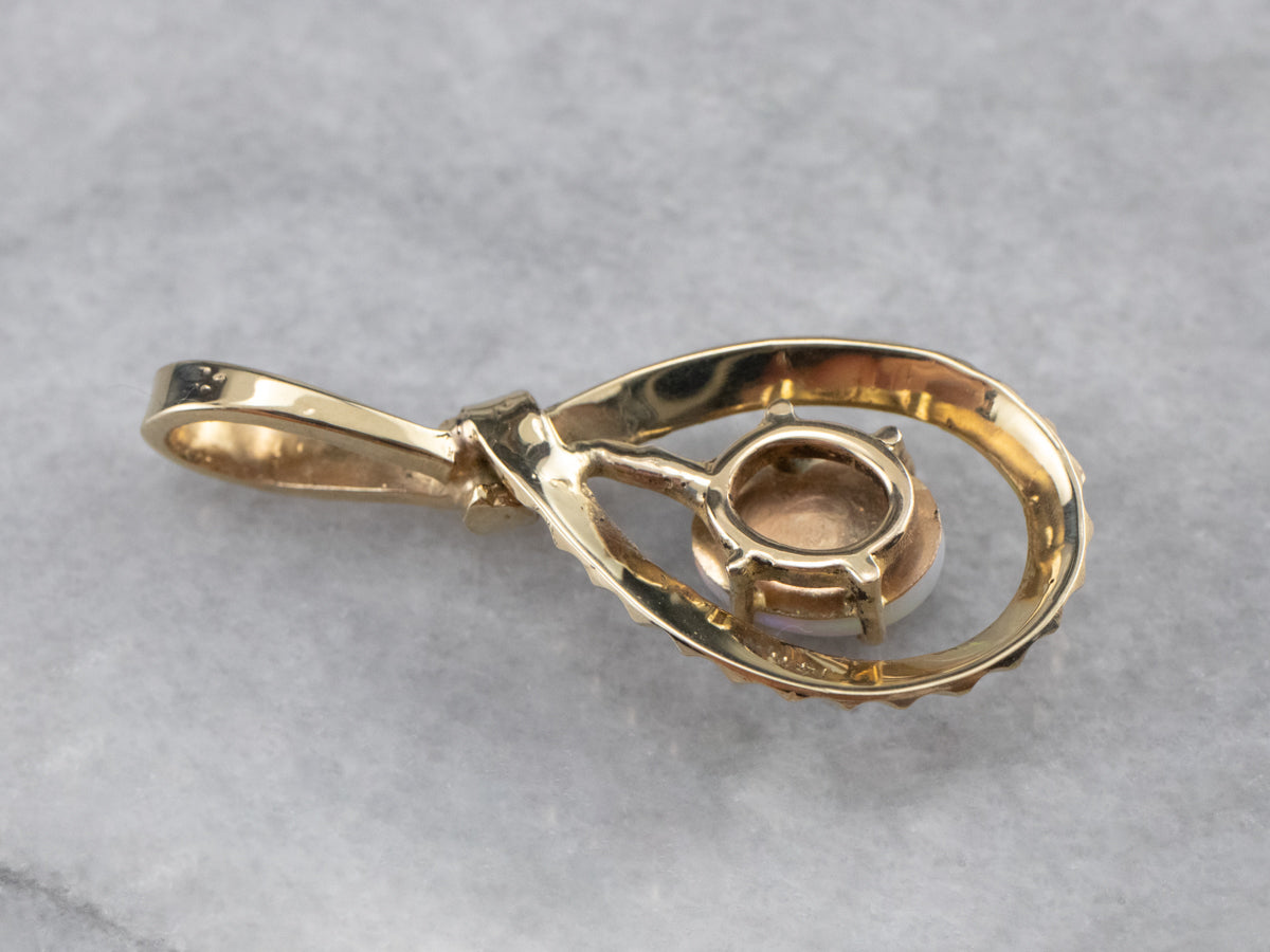 Green Gold Teardrop Opal Pendant