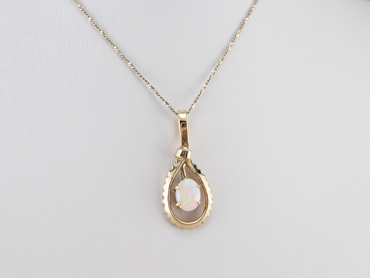Green Gold Teardrop Opal Pendant