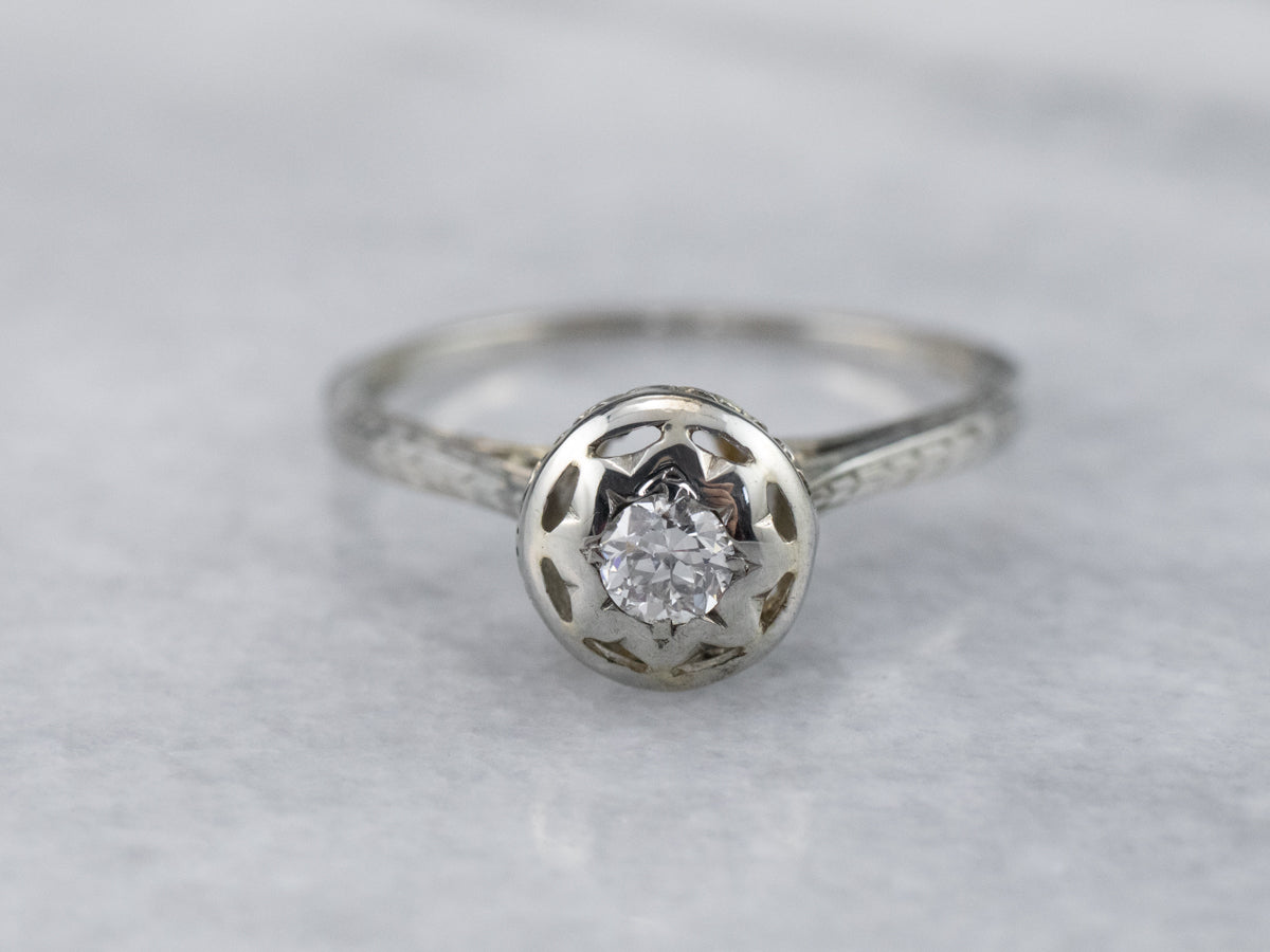 Starburst Deco Diamond Engagement Ring