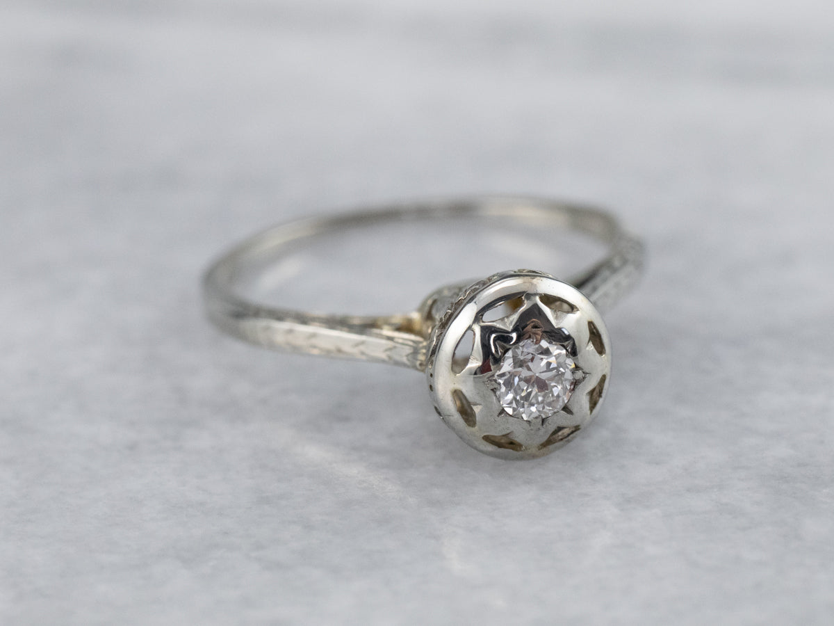 Starburst Deco Diamond Engagement Ring