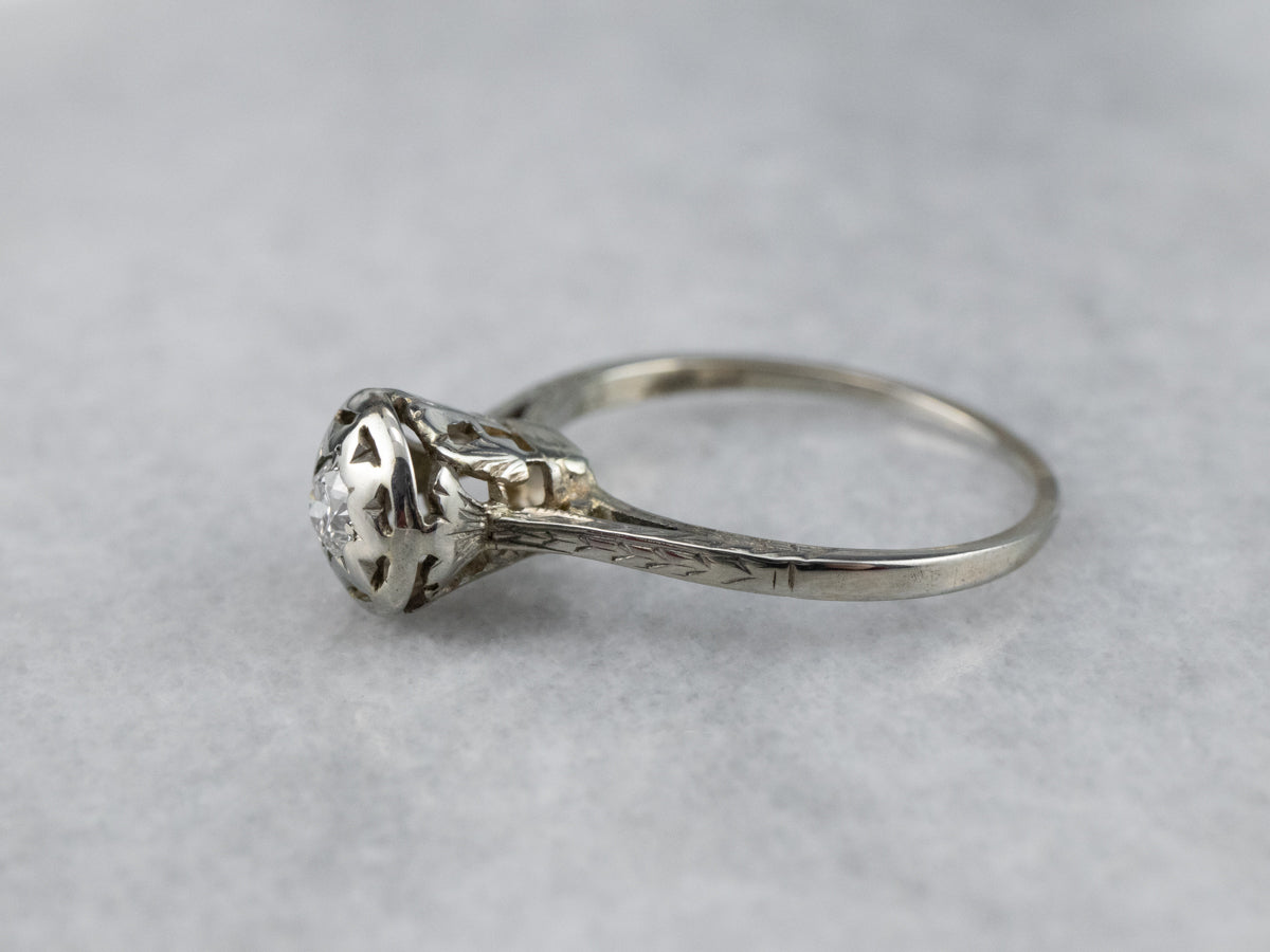 Starburst Deco Diamond Engagement Ring