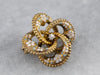 Victorian Diamond Floral Enamel Gold Love Knot Pin