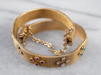 Ruby Diamond Emerald Russian Gold Bracelet