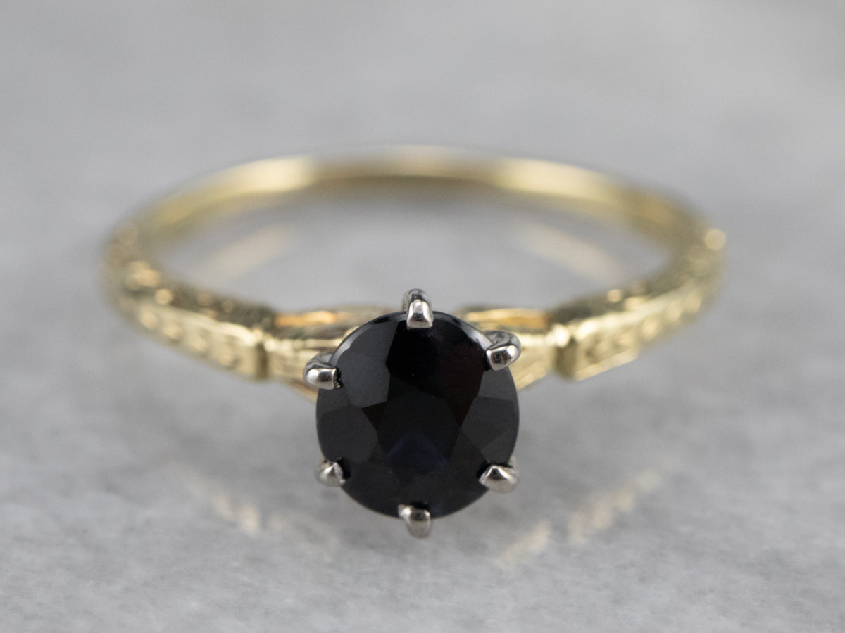 Antique Sapphire Solitaire Engagement Ring