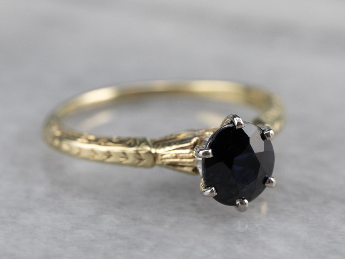 Antique Sapphire Solitaire Engagement Ring