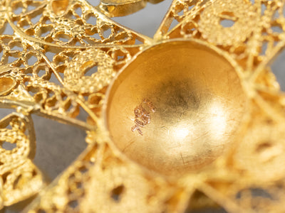 Ornate 18K Gold Filigree Cross Pendant