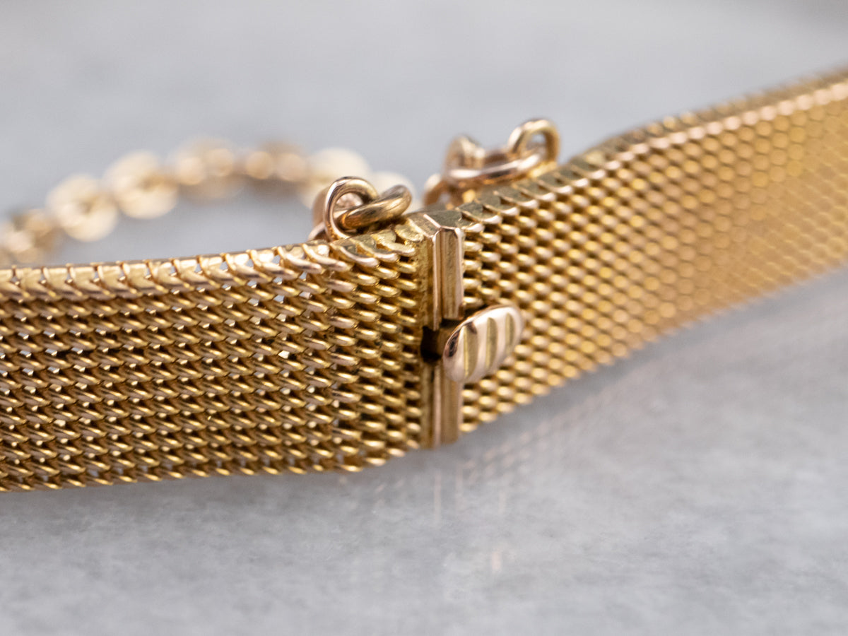 Ruby Diamond Emerald Gold Mesh Bracelet