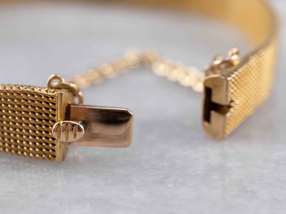 Ruby Diamond Emerald Gold Mesh Bracelet