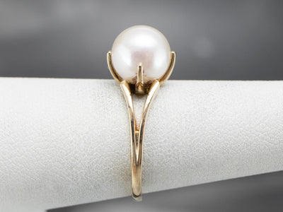 Pearl Gold Solitaire Ring