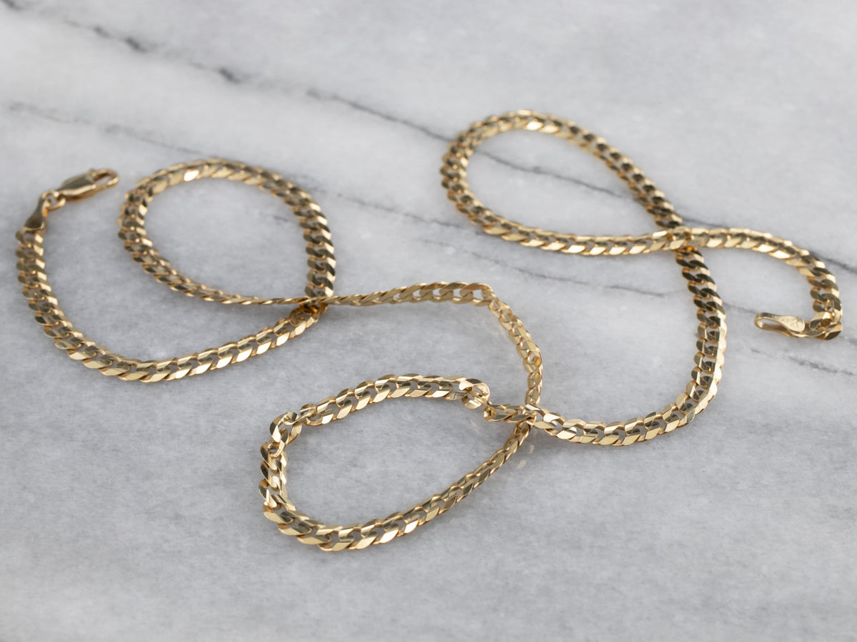 14K Gold Flat Curb Link Chain