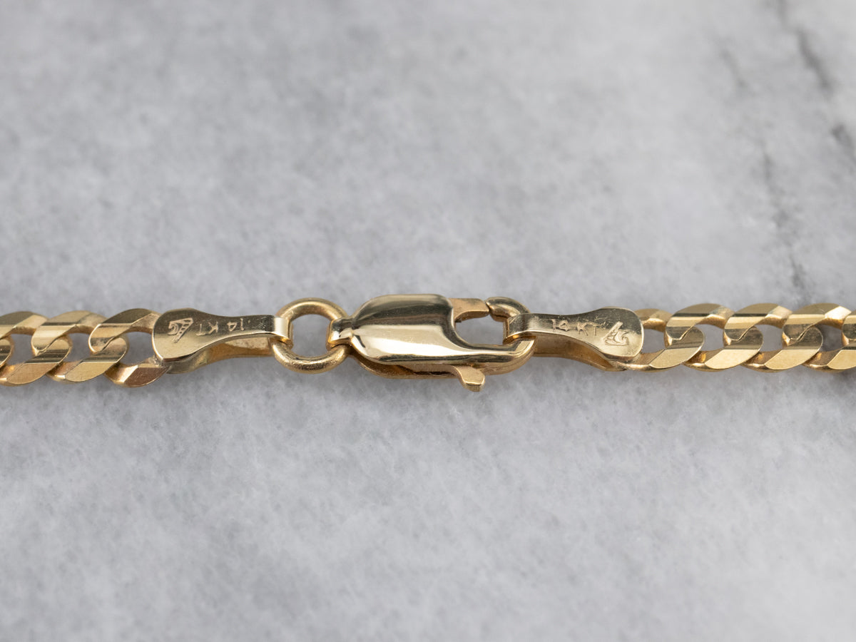 14K Gold Flat Curb Link Chain