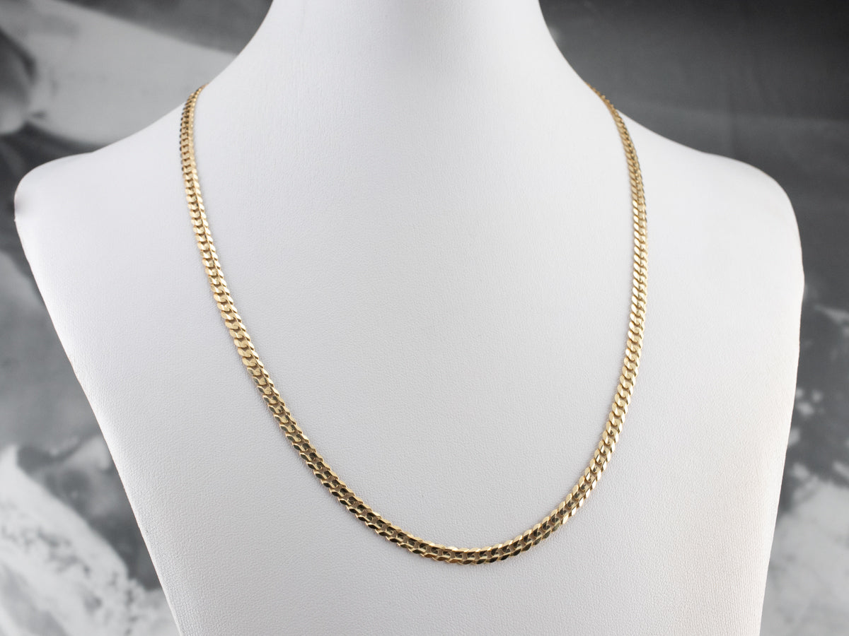 14K Gold Flat Curb Link Chain