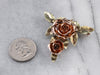 Vintage Sculpted Rose Gold Brooch Pendant