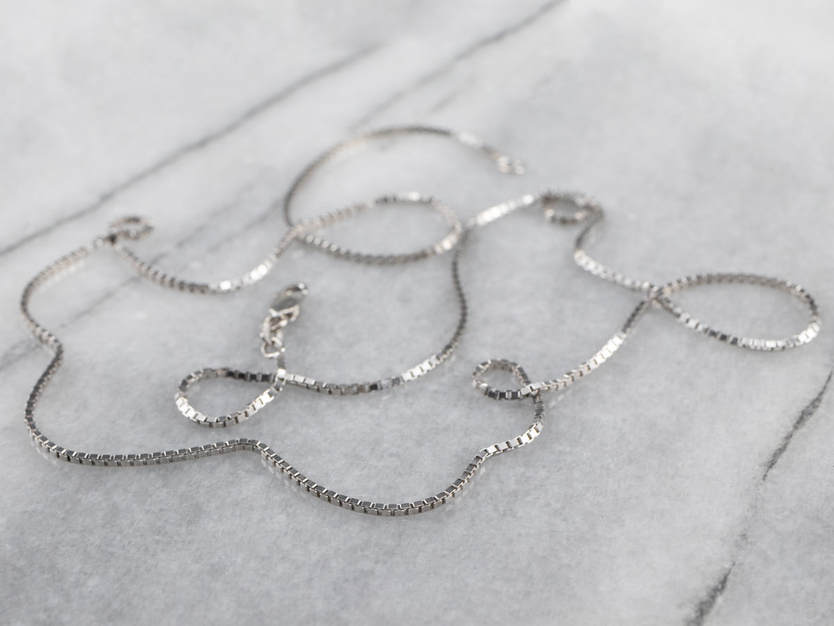 14K White Gold Box Chain