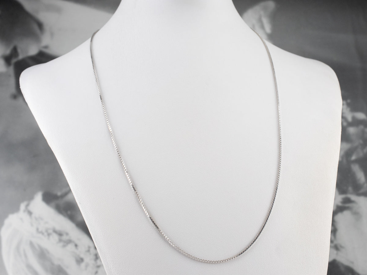 14K White Gold Box Chain