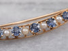 Antique Synthetic Sapphire and Seed Pearl Moon Pin