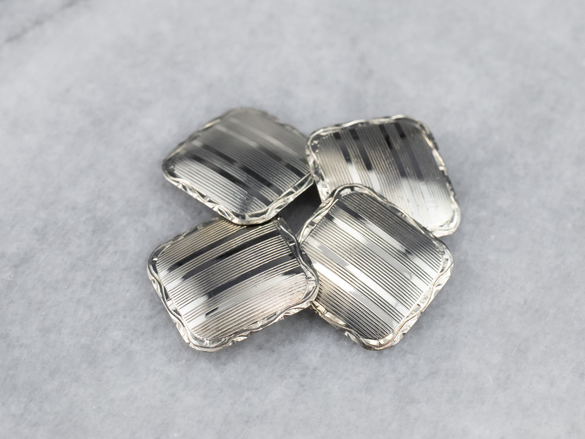 Etched White Gold Vintage Cufflinks